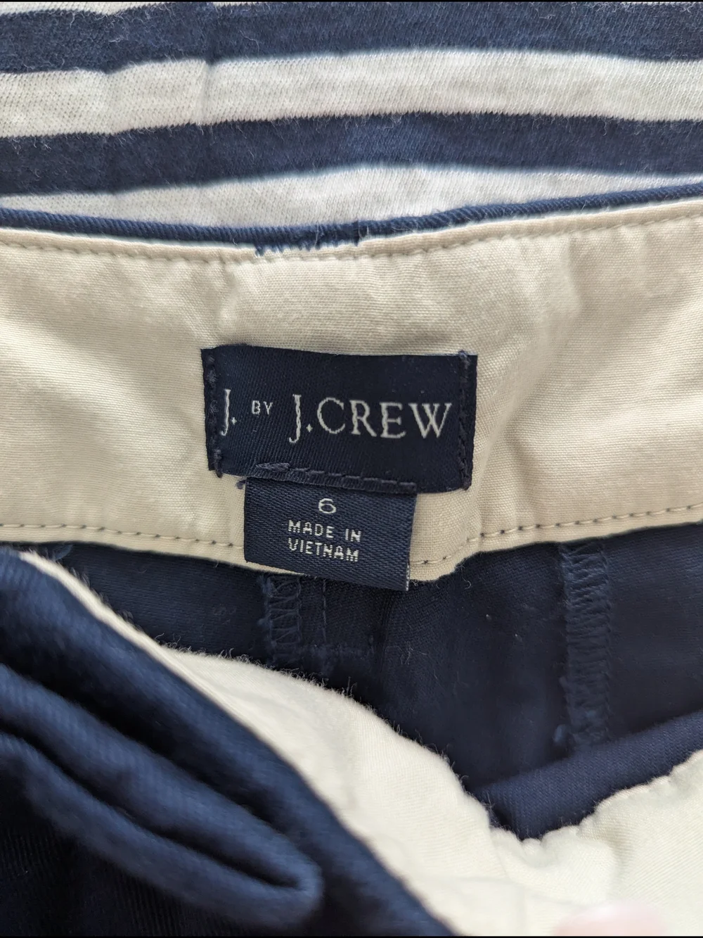 J. Crew Navy/White Striped Tank Top and Navy Bermuda Shorts